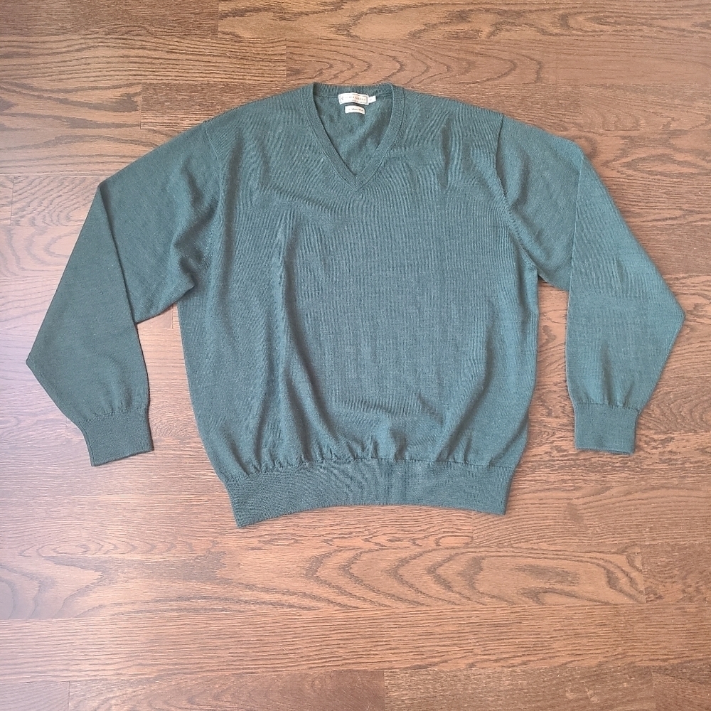 Peter Millar merino wool vneck sweater Men's Size XL  green